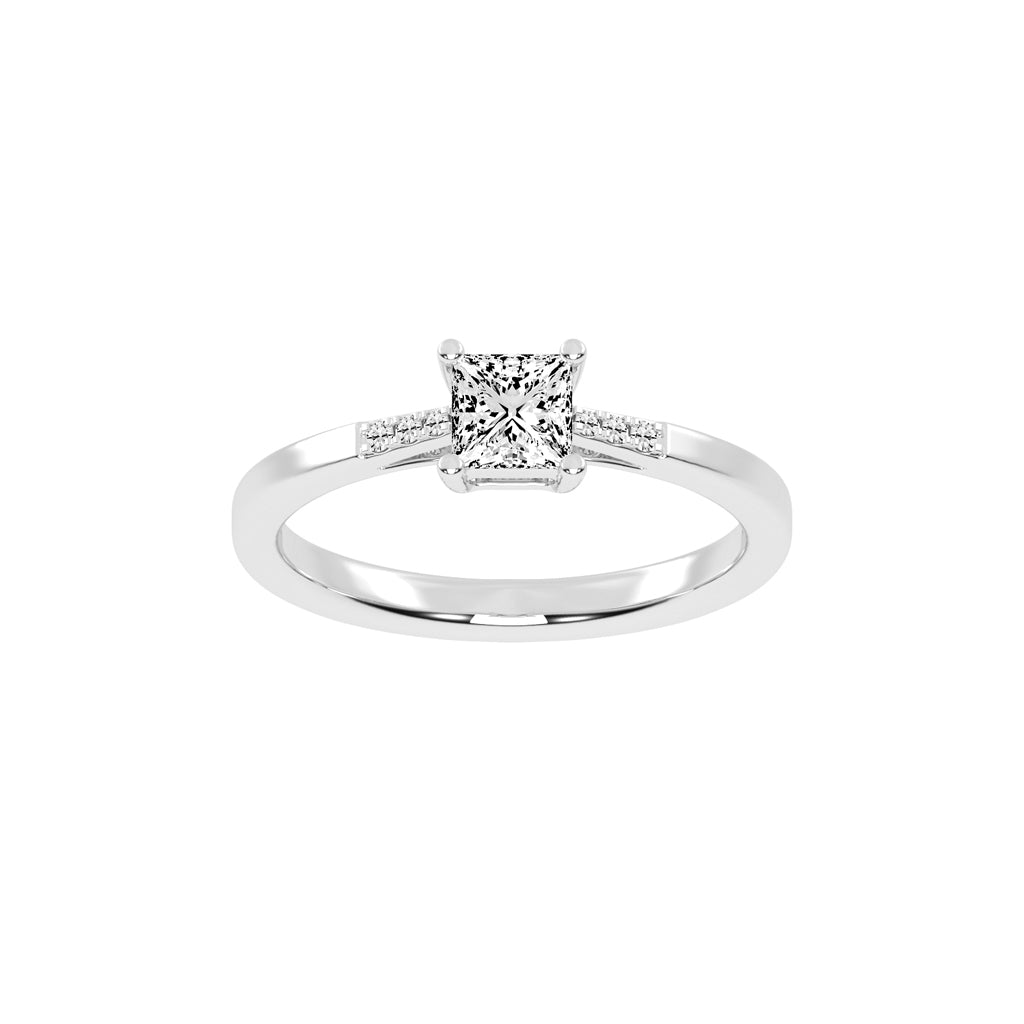 Crystia princess cut side stone lab diamond ring