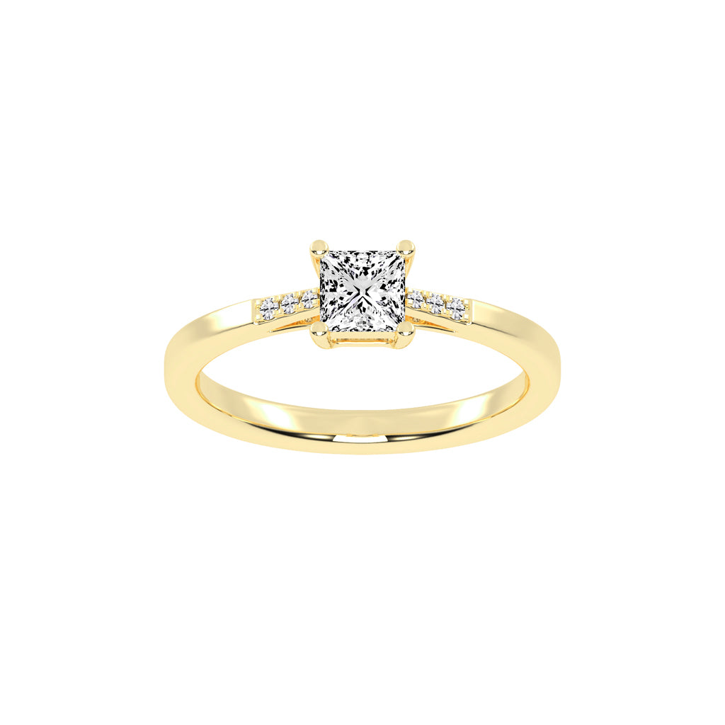 Crystia princess cut side stone lab diamond ring