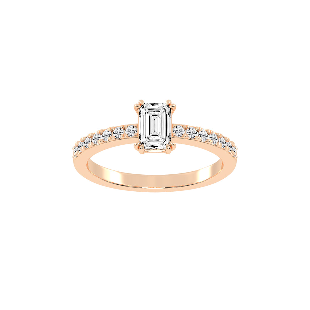 Elegora double prong emerald cut lab diamond ring