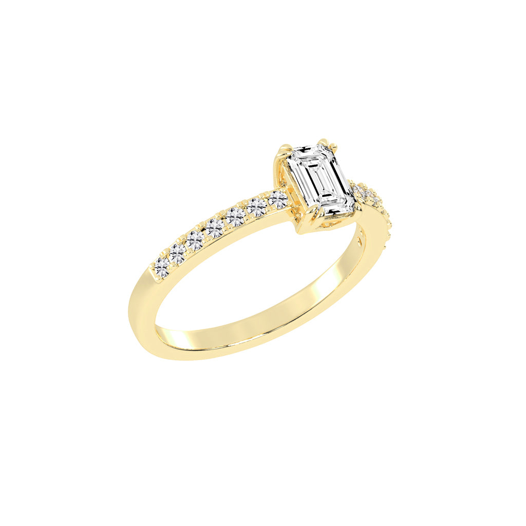 Elegora double prong emerald cut lab diamond ring