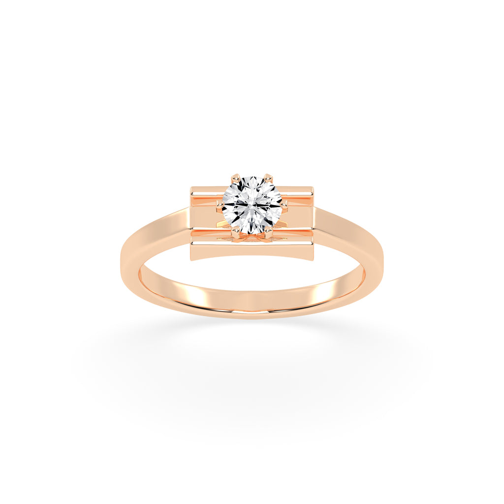 Delicina six prong round cut delicate lab diamond ring