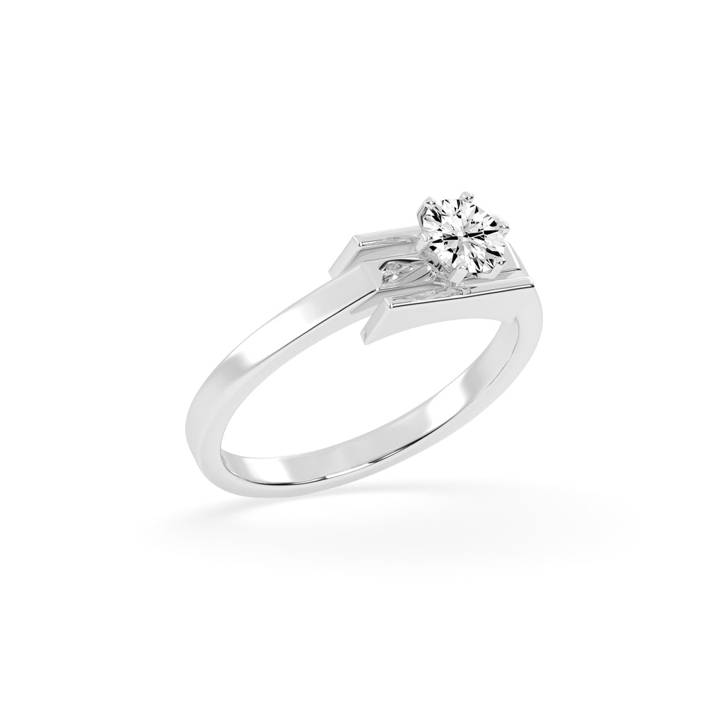 Delicina six prong round cut delicate lab diamond ring
