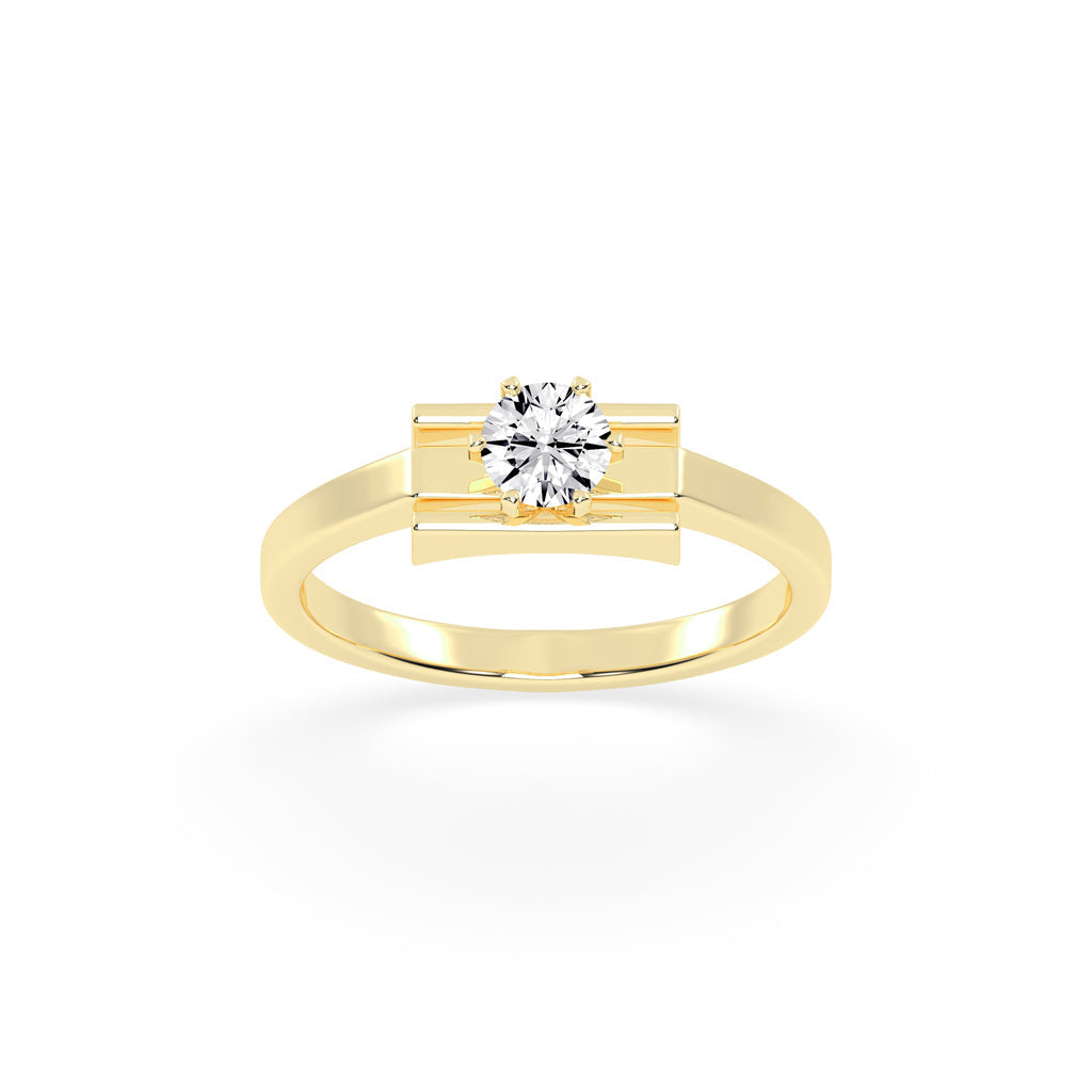 Delicina six prong round cut delicate lab diamond ring