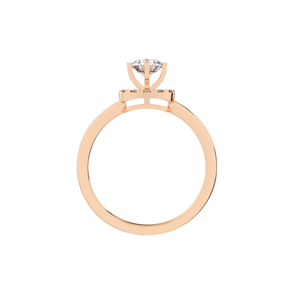 Halionaix tab prong round cut halo lab diamond ring
