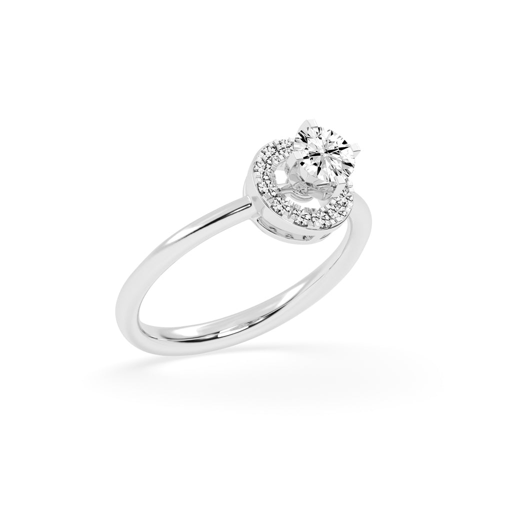 Halionaix tab prong round cut halo lab diamond ring