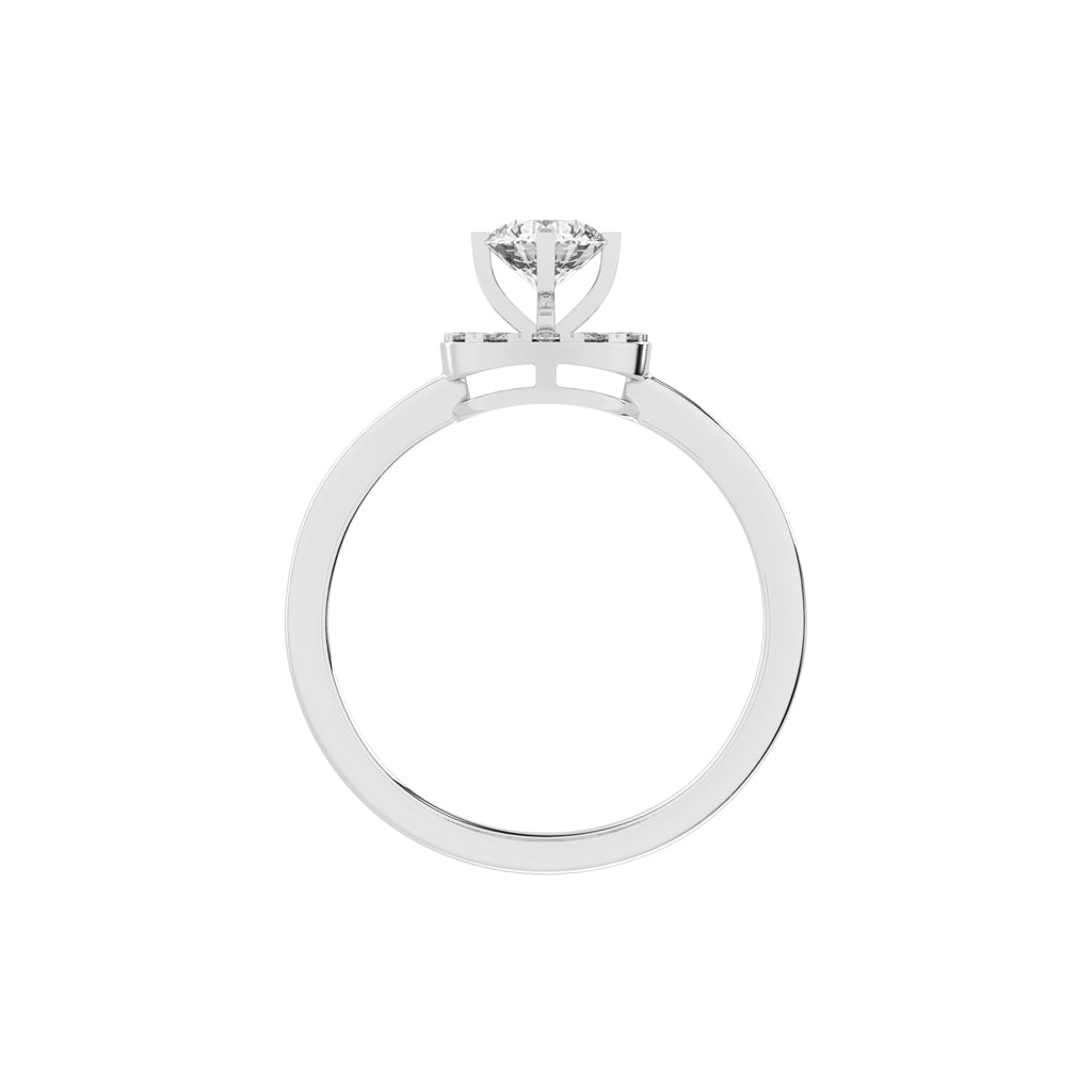 Halionaix tab prong round cut halo lab diamond ring