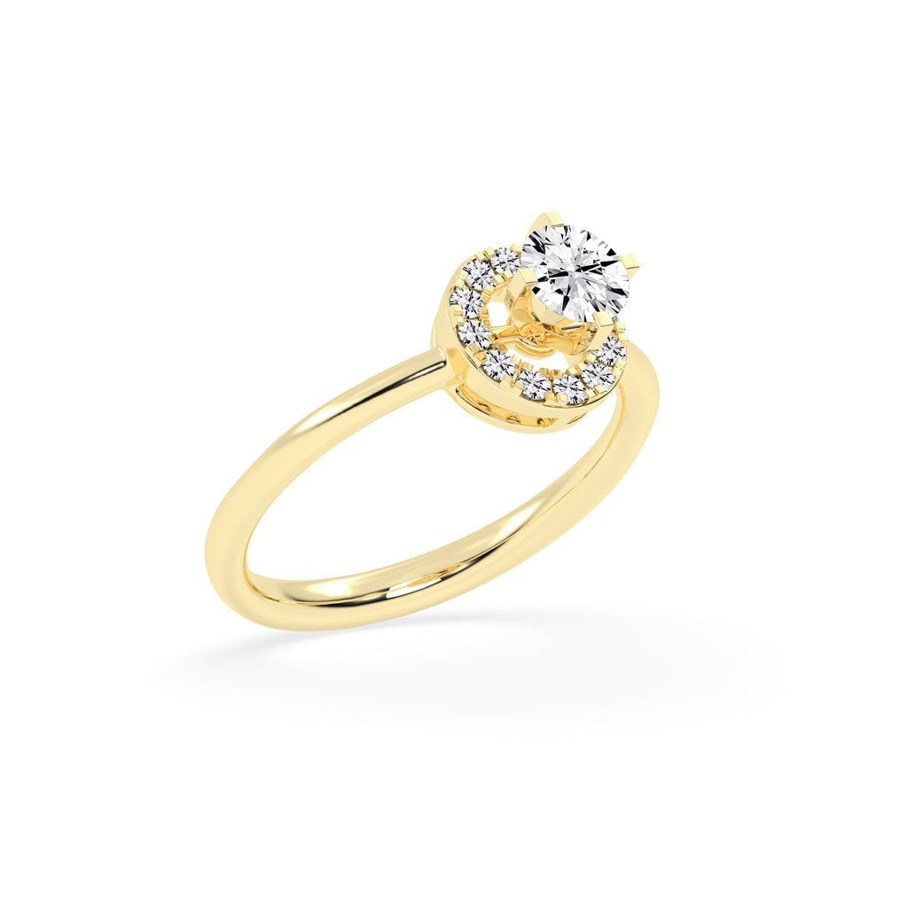 Halionaix tab prong round cut halo lab diamond ring