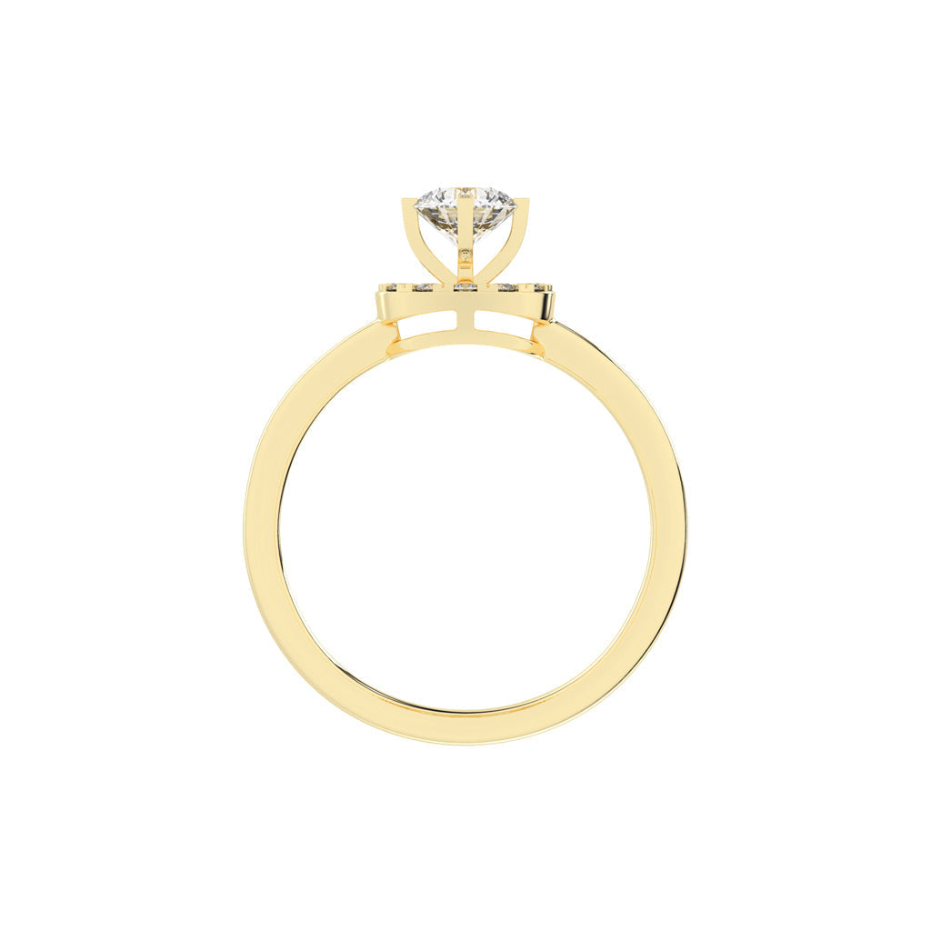 Halionaix tab prong round cut halo lab diamond ring