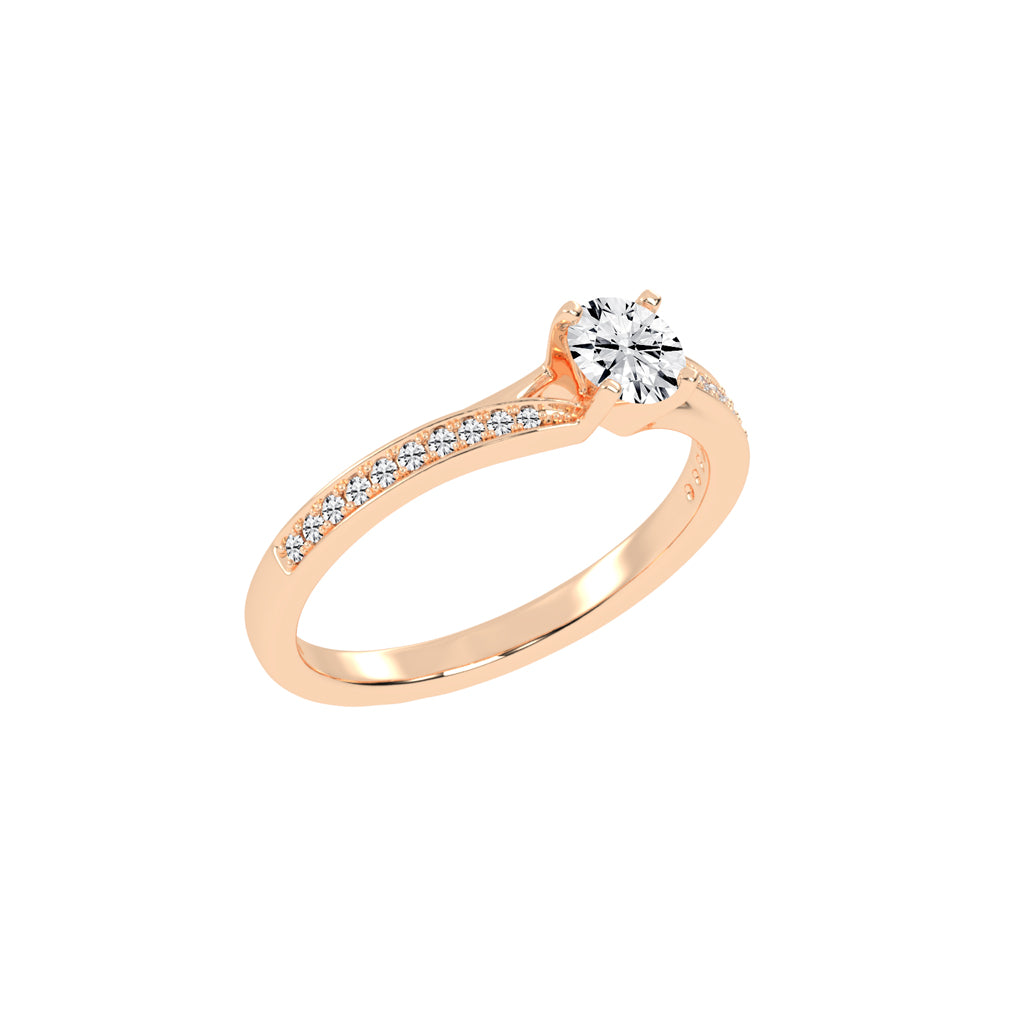 Aurelius Bypass Round Cut Side Stone Lab Diamond Ring