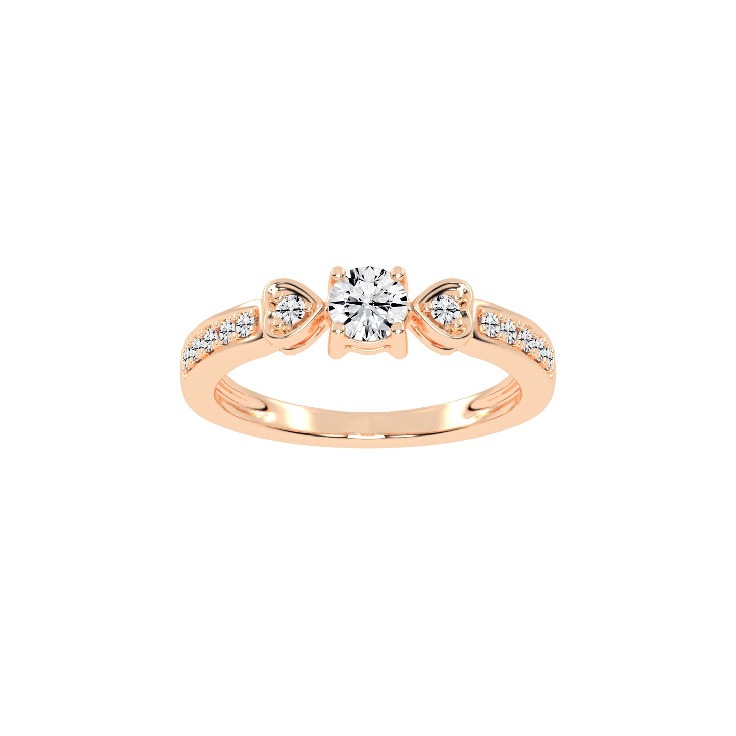 Vistelle Round Cut Side Stone Lab Diamond Ring