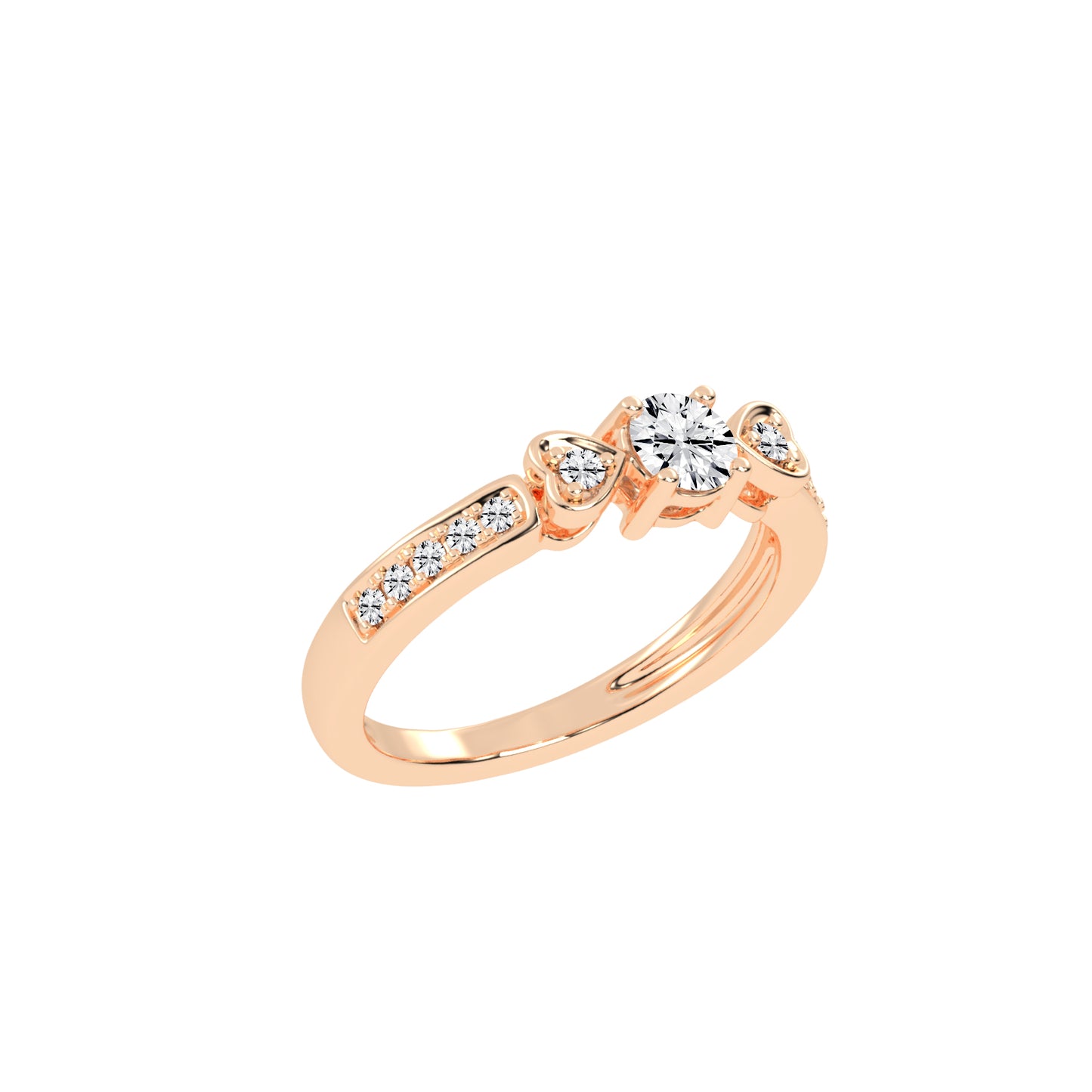 Vistelle Round Cut Side Stone Lab Diamond Ring