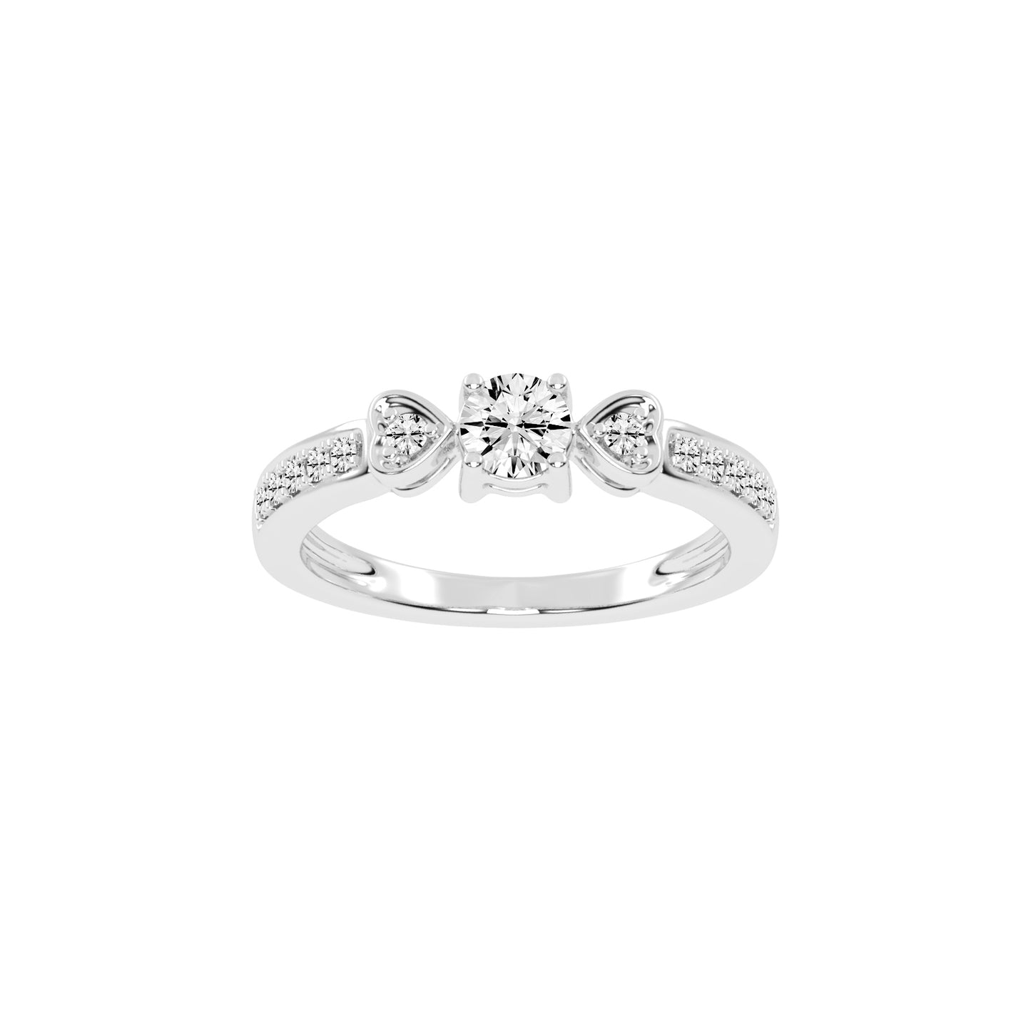 Vistelle Round Cut Side Stone Lab Diamond Ring