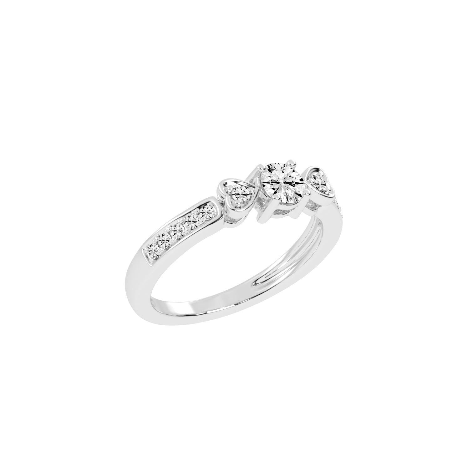 Vistelle Round Cut Side Stone Lab Diamond Ring