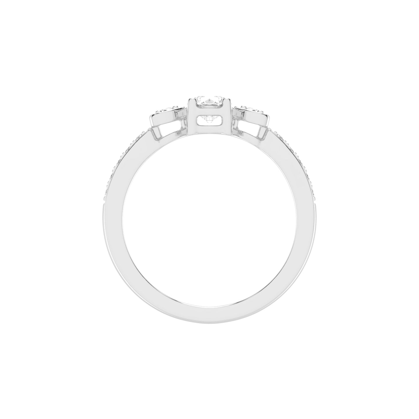 Vistelle Round Cut Side Stone Lab Diamond Ring