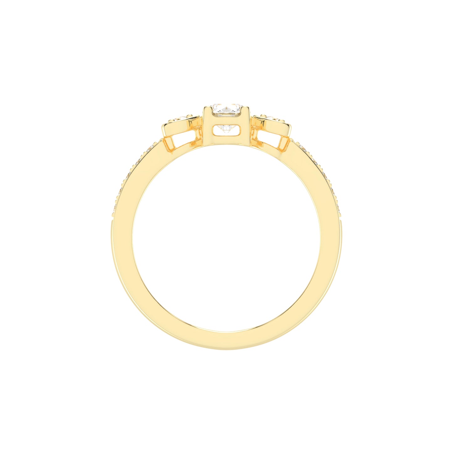 Vistelle Round Cut Side Stone Lab Diamond Ring