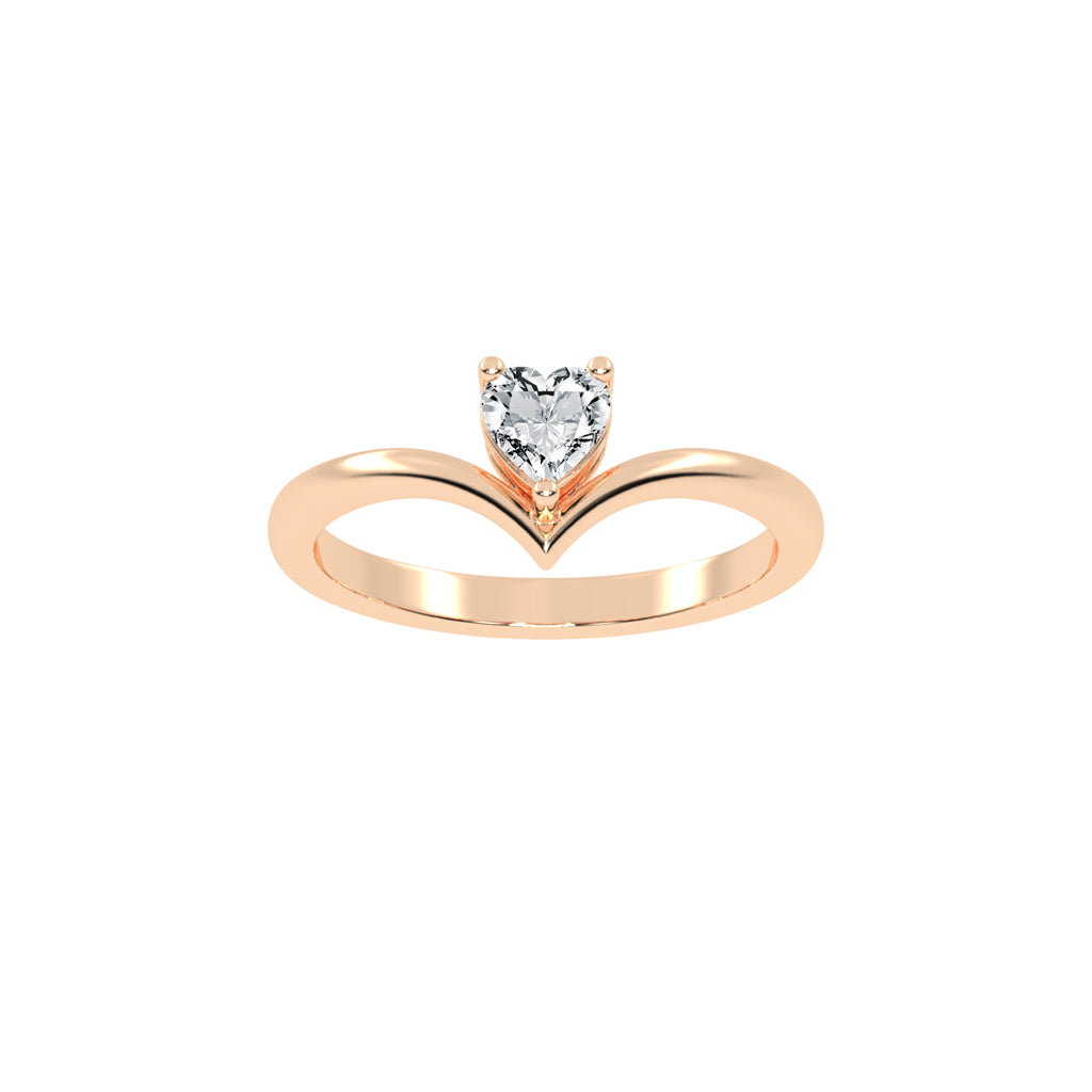 Solviona Three Prong Heart Cut Solitaire Lab Diamond Ring