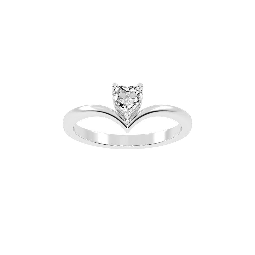 Solviona Three Prong Heart Cut Solitaire Lab Diamond Ring