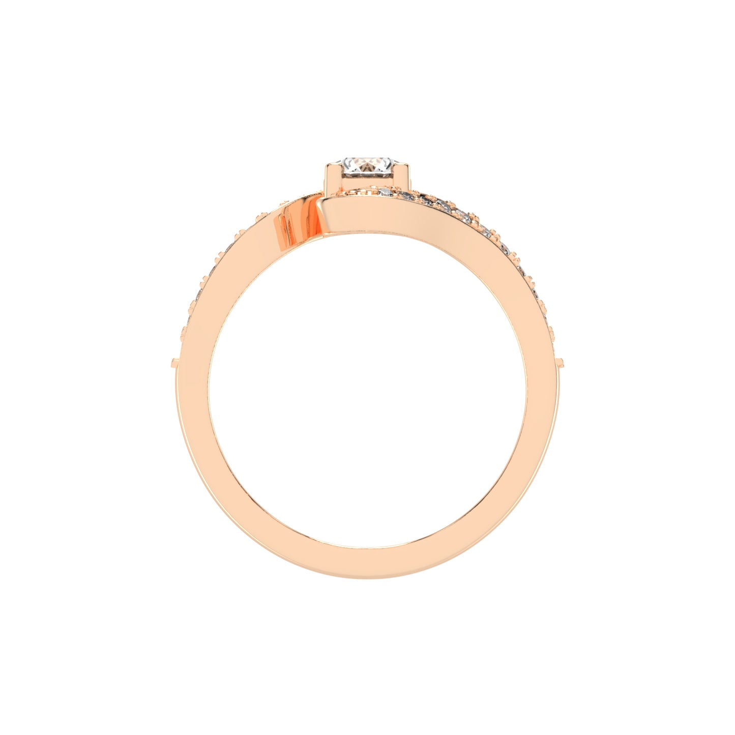 Siderraia Freeform Round Cut Side Stone Lab Diamond Ring