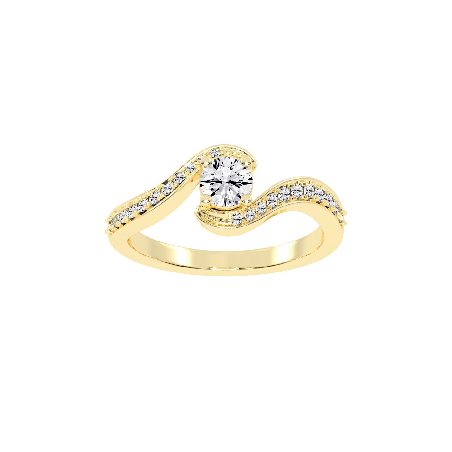 Siderraia Freeform Round Cut Side Stone Lab Diamond Ring