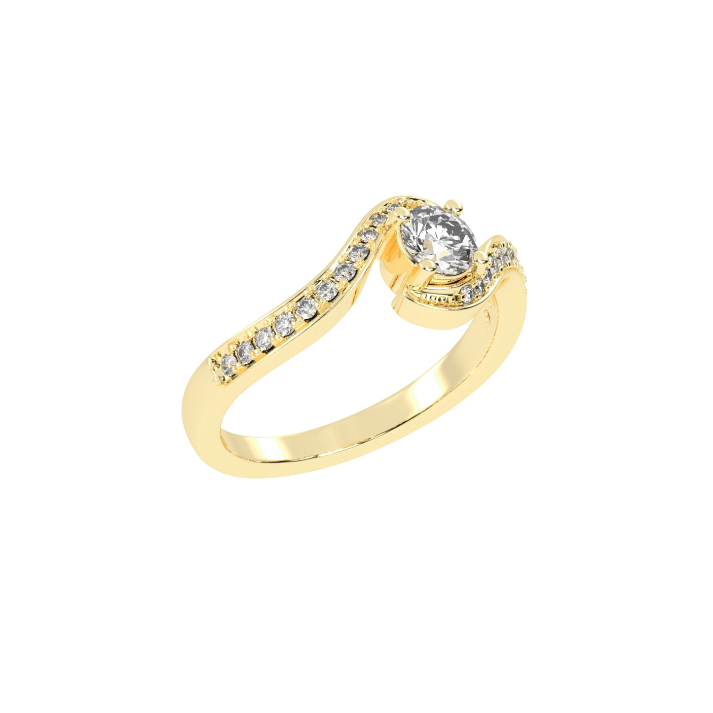 Siderraia Freeform Round Cut Side Stone Lab Diamond Ring