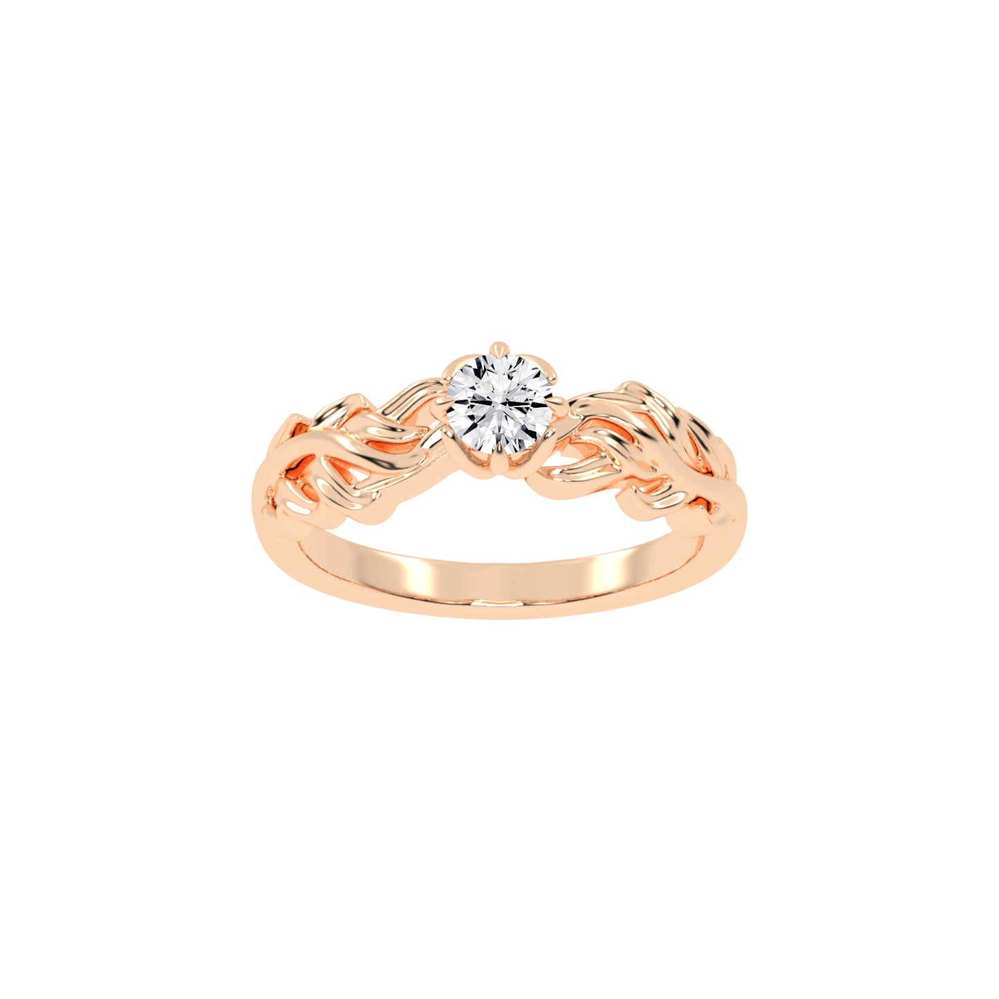 Gleamira Fire Rose Round Cut Classic Lab Diamond Ring