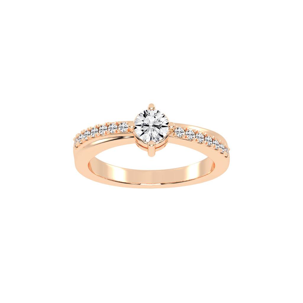 Glissore Reverse Tapred Round Side Stone Lab Diamond Ring