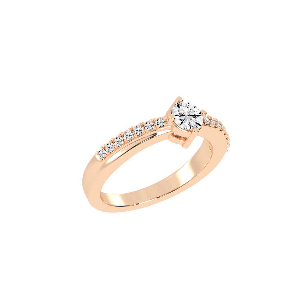 Glissore Reverse Tapred Round Side Stone Lab Diamond Ring