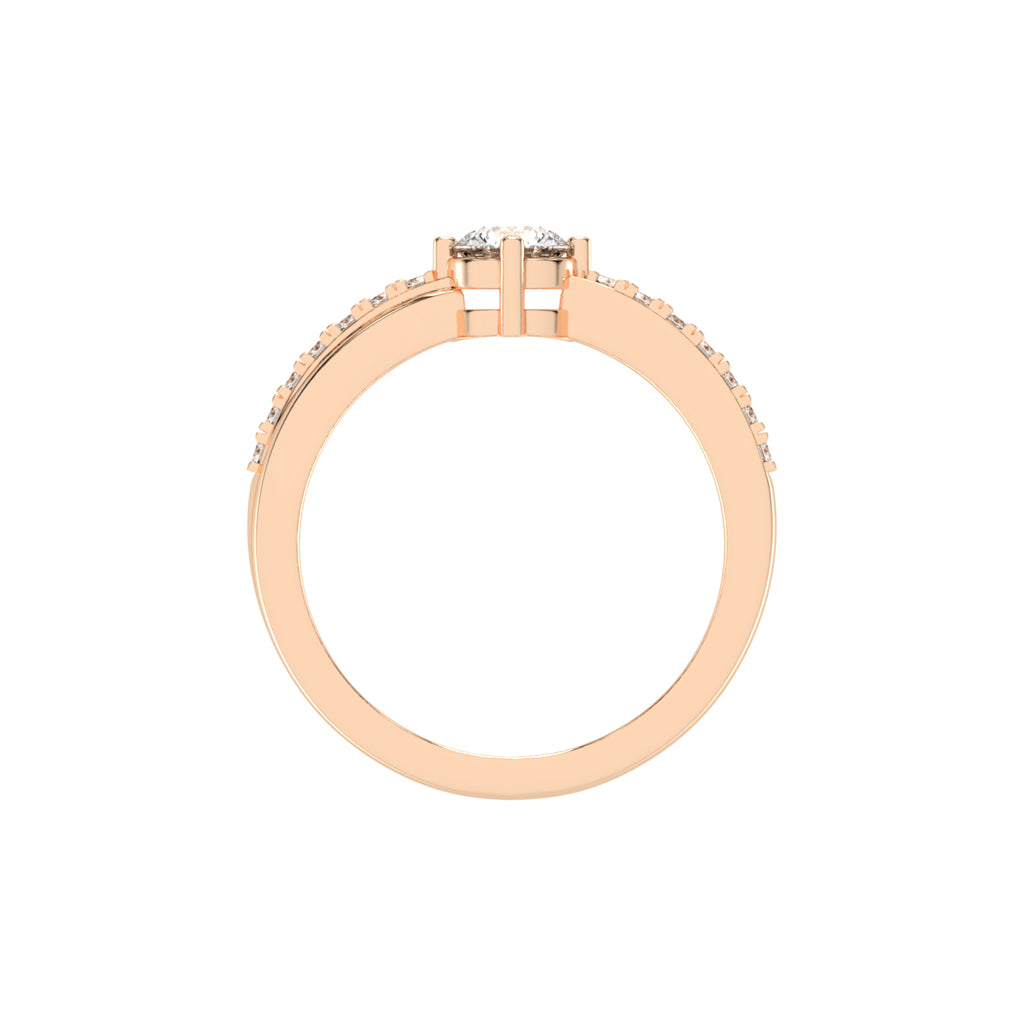 Glissore Reverse Tapred Round Side Stone Lab Diamond Ring