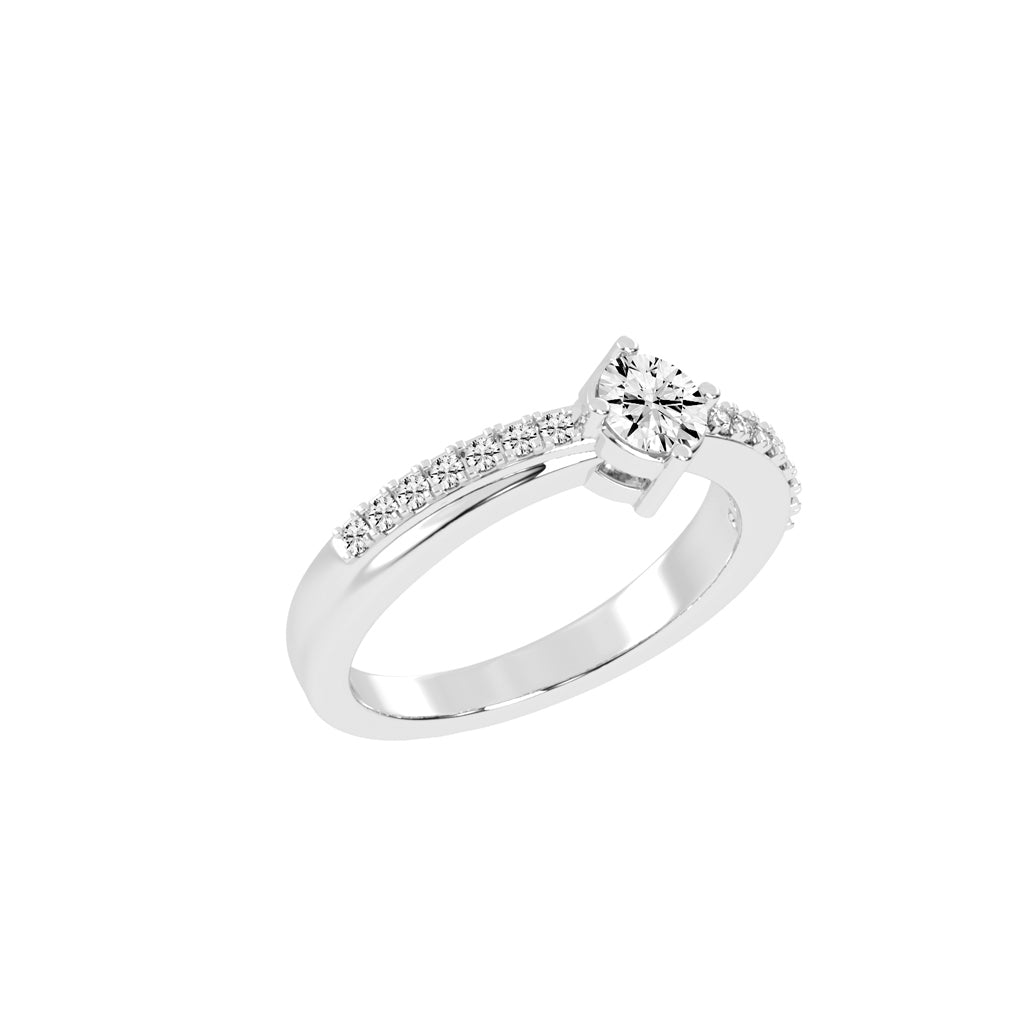 Glissore Reverse Tapred Round Side Stone Lab Diamond Ring