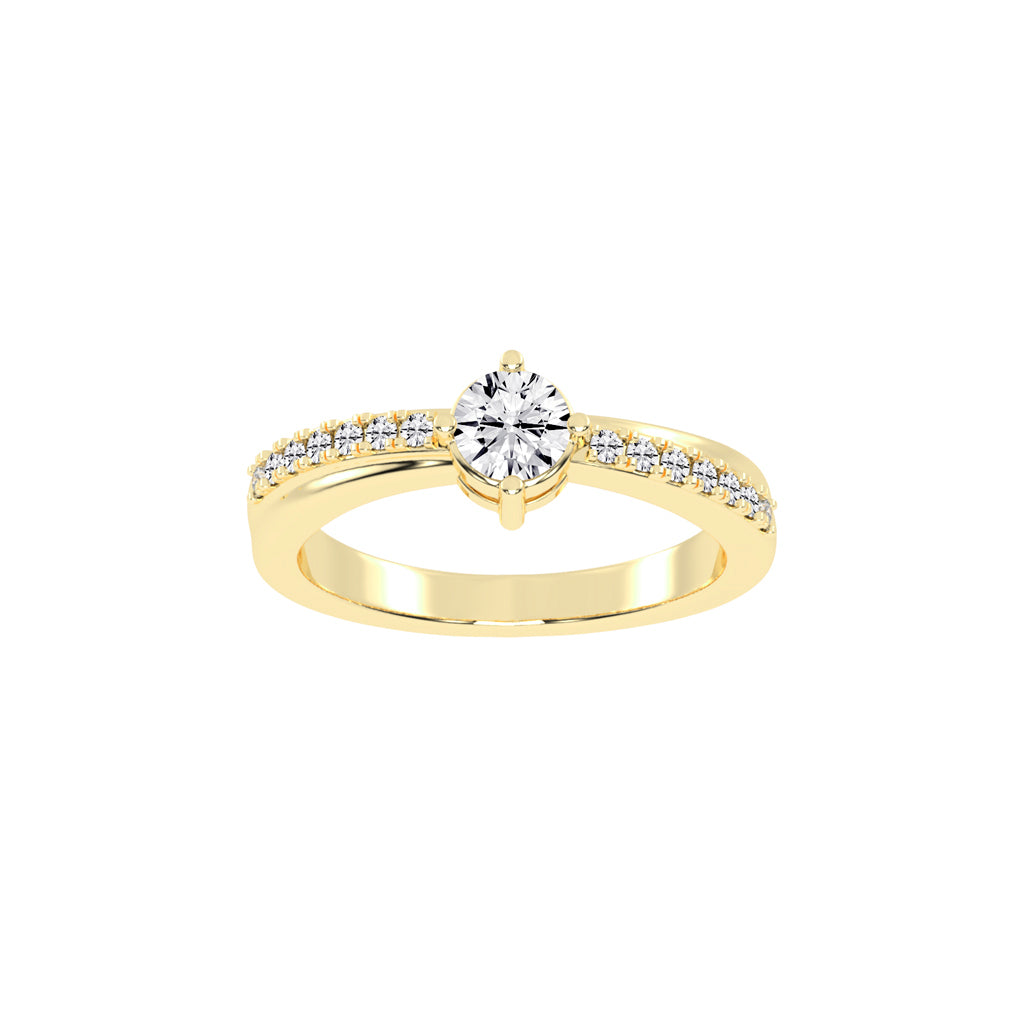 Glissore Reverse Tapred Round Side Stone Lab Diamond Ring