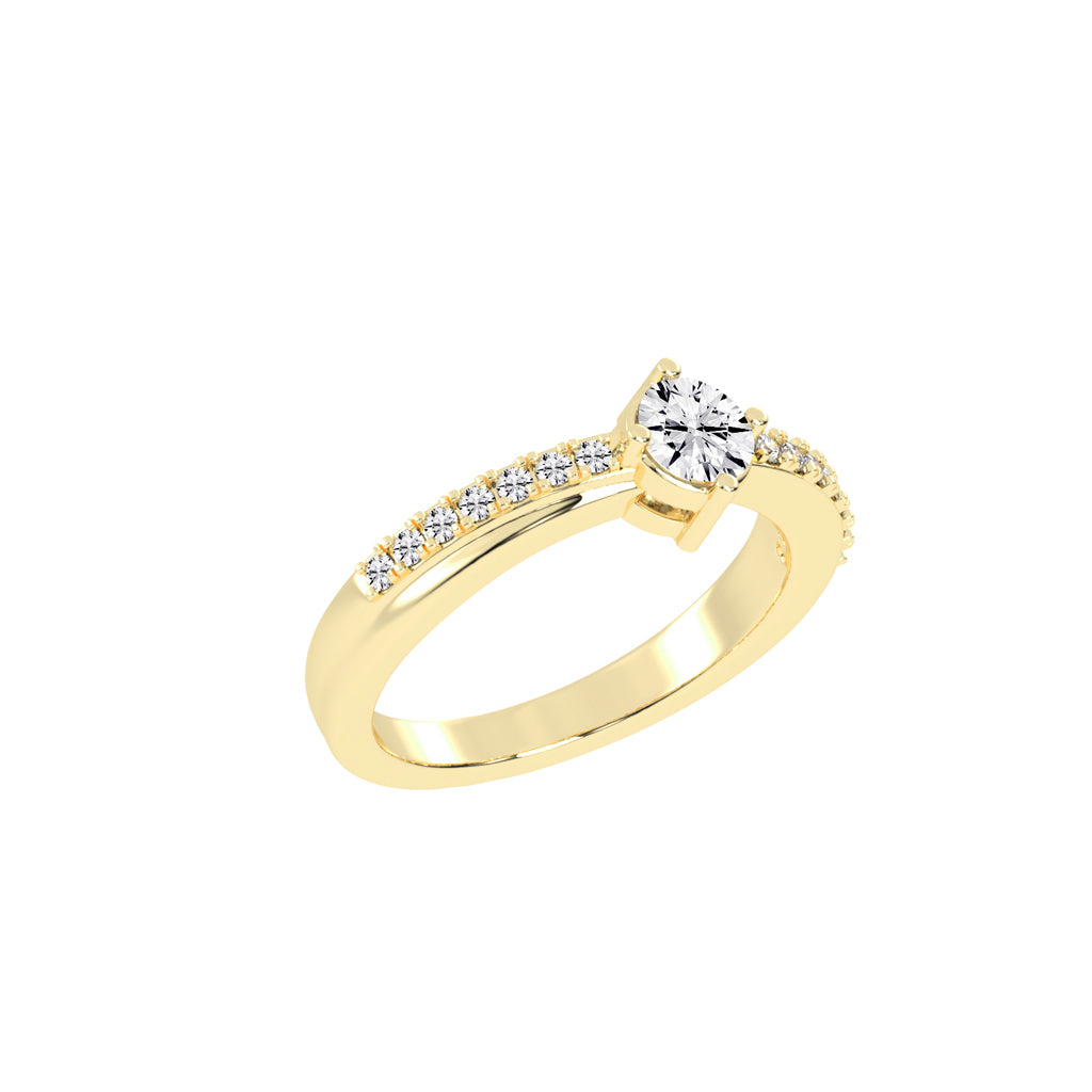 Glissore Reverse Tapred Round Side Stone Lab Diamond Ring