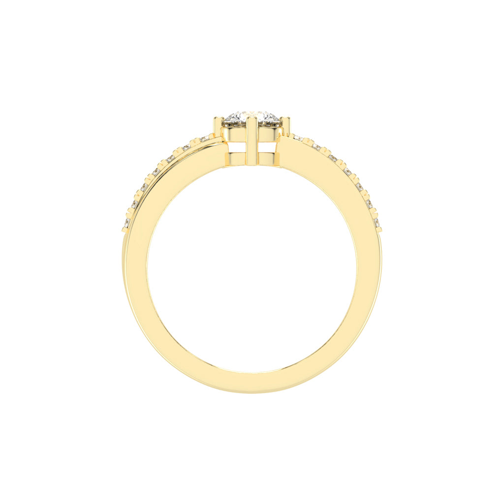 Glissore Reverse Tapred Round Side Stone Lab Diamond Ring