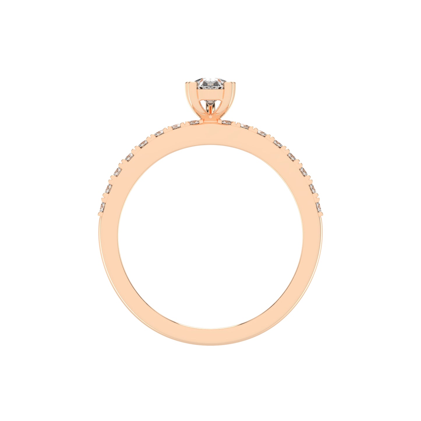 Soliside Five Prong Pear Cut Side Stone Lab Diamond Ring