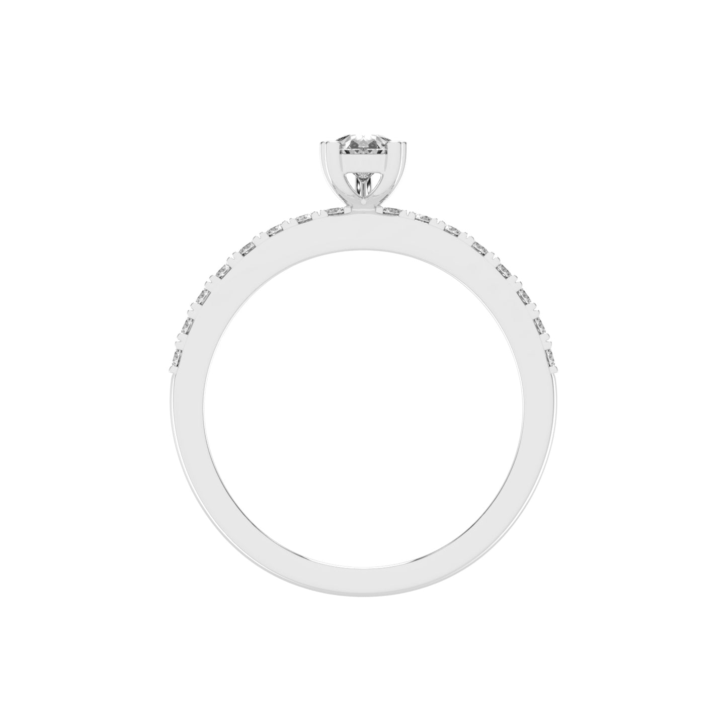 Soliside Five Prong Pear Cut Side Stone Lab Diamond Ring