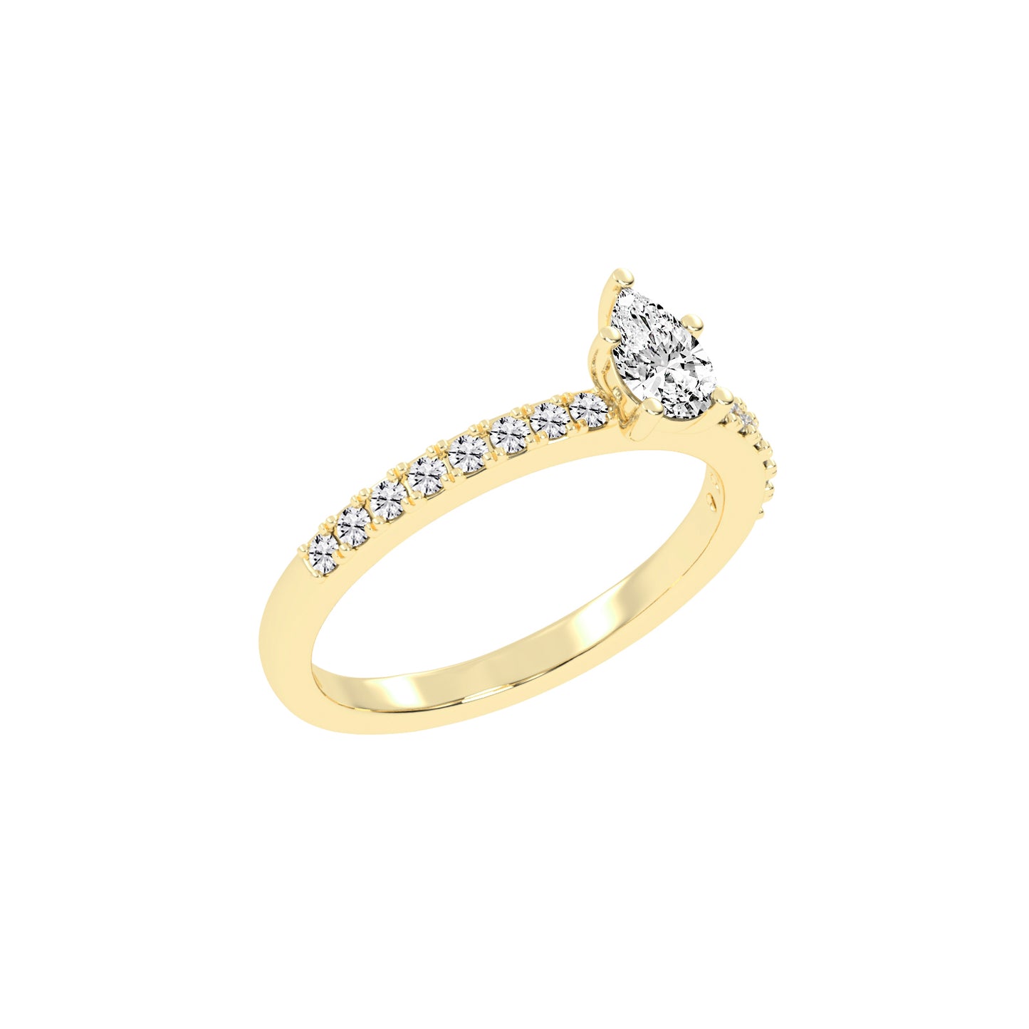 Soliside Five Prong Pear Cut Side Stone Lab Diamond Ring
