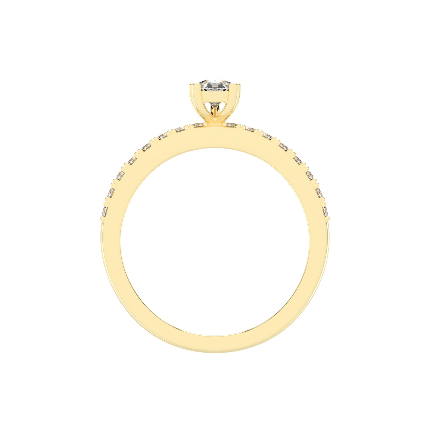 Soliside Five Prong Pear Cut Side Stone Lab Diamond Ring