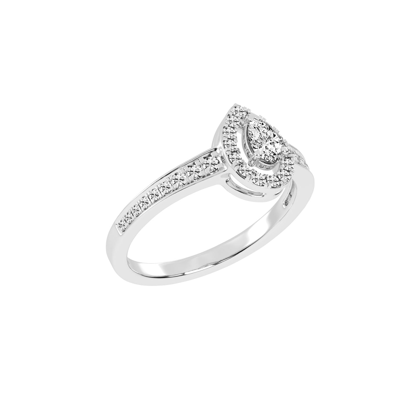 Halivian Pinpoint Pear Cut Halo Lab Diamond Ring