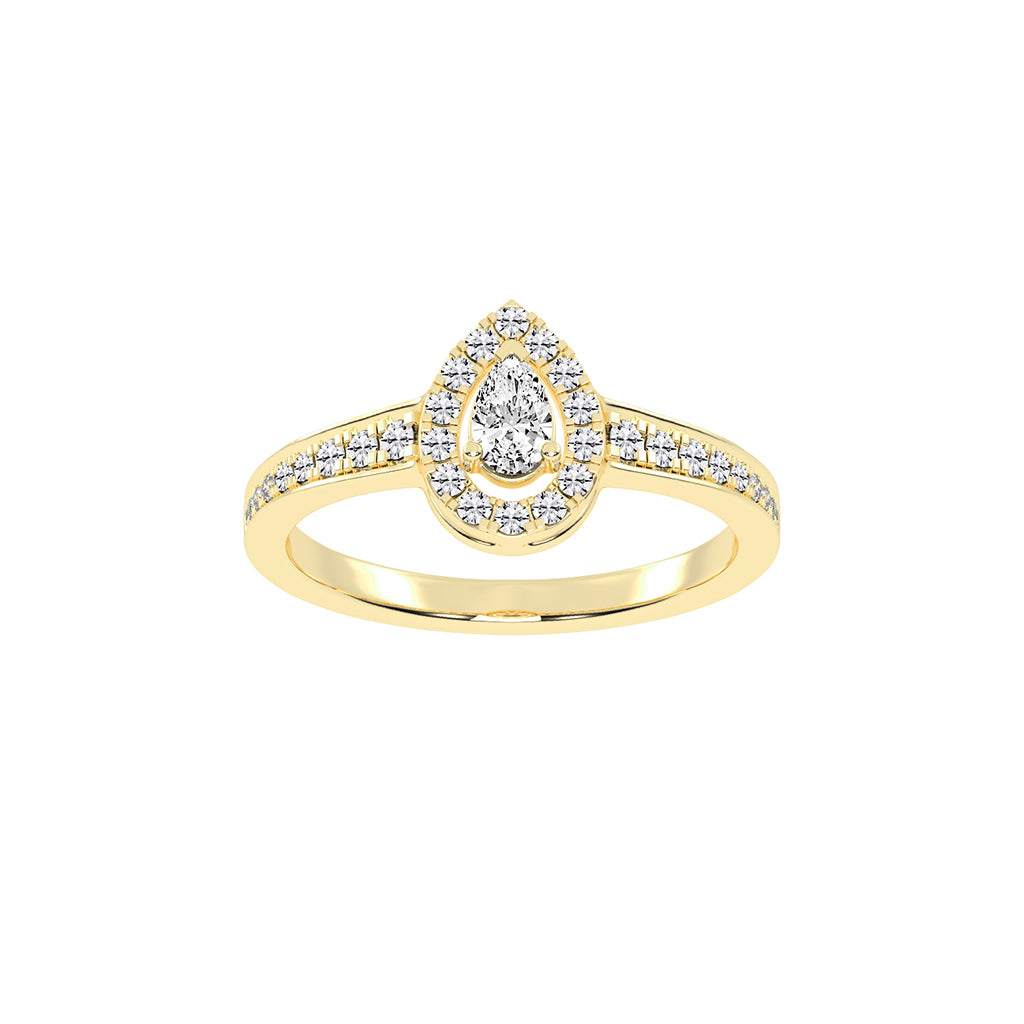Halivian Pinpoint Pear Cut Halo Lab Diamond Ring