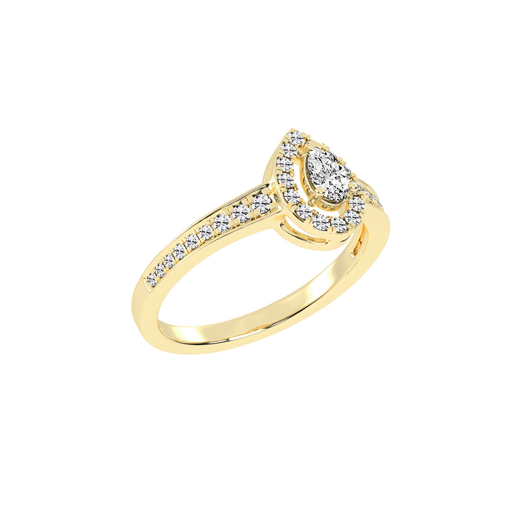 Halivian Pinpoint Pear Cut Halo Lab Diamond Ring