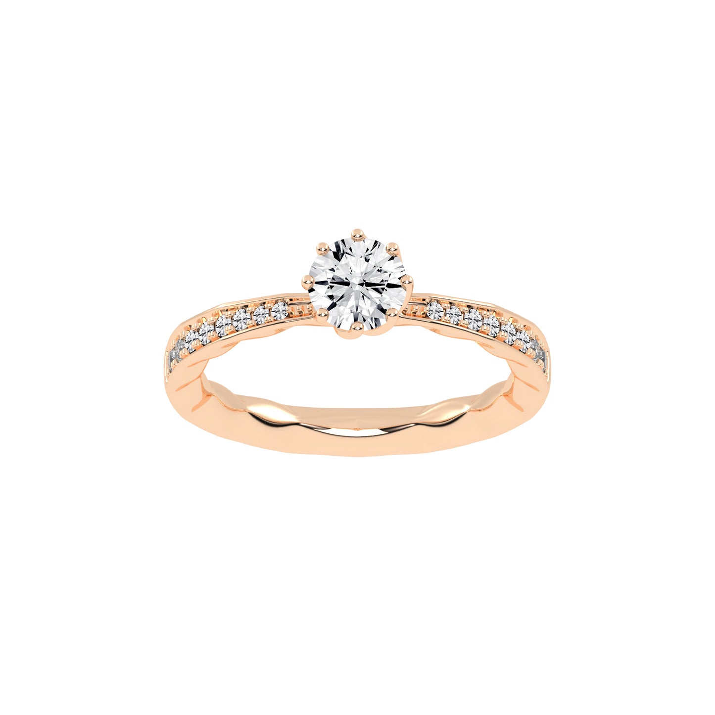 Sideraia Reversed Tapred Round Cut Lab Diamond Ring