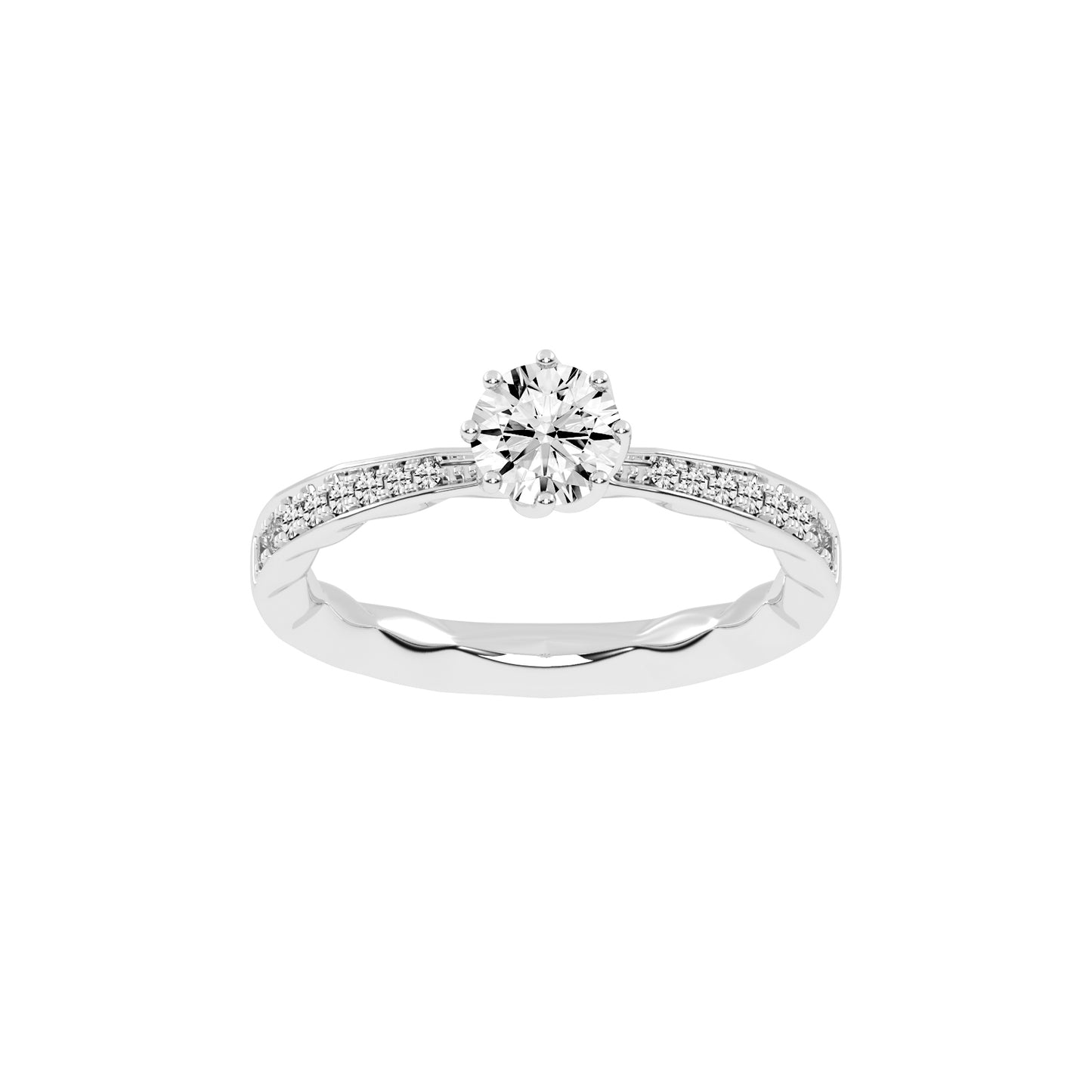 Sideraia Reversed Tapred Round Cut Lab Diamond Ring