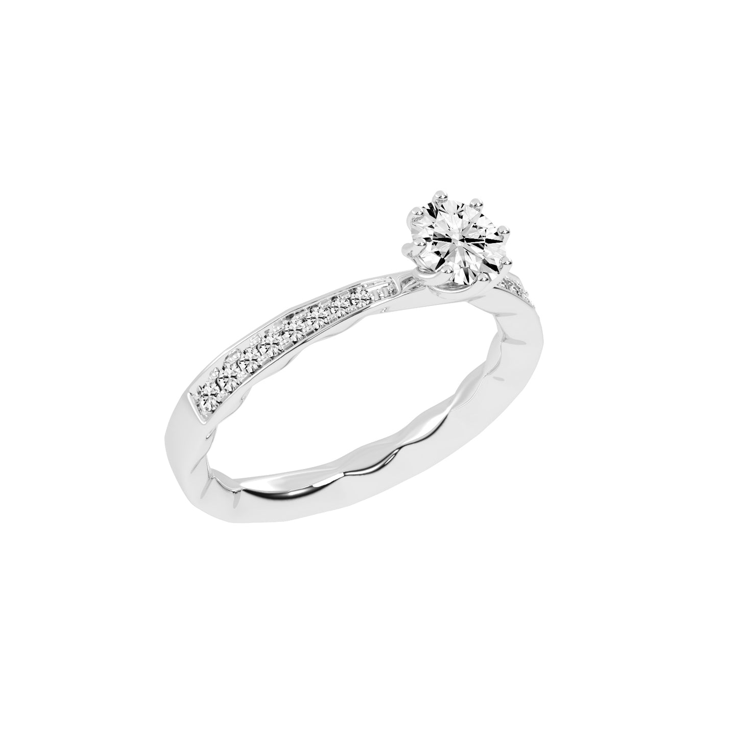 Sideraia Reversed Tapred Round Cut Lab Diamond Ring
