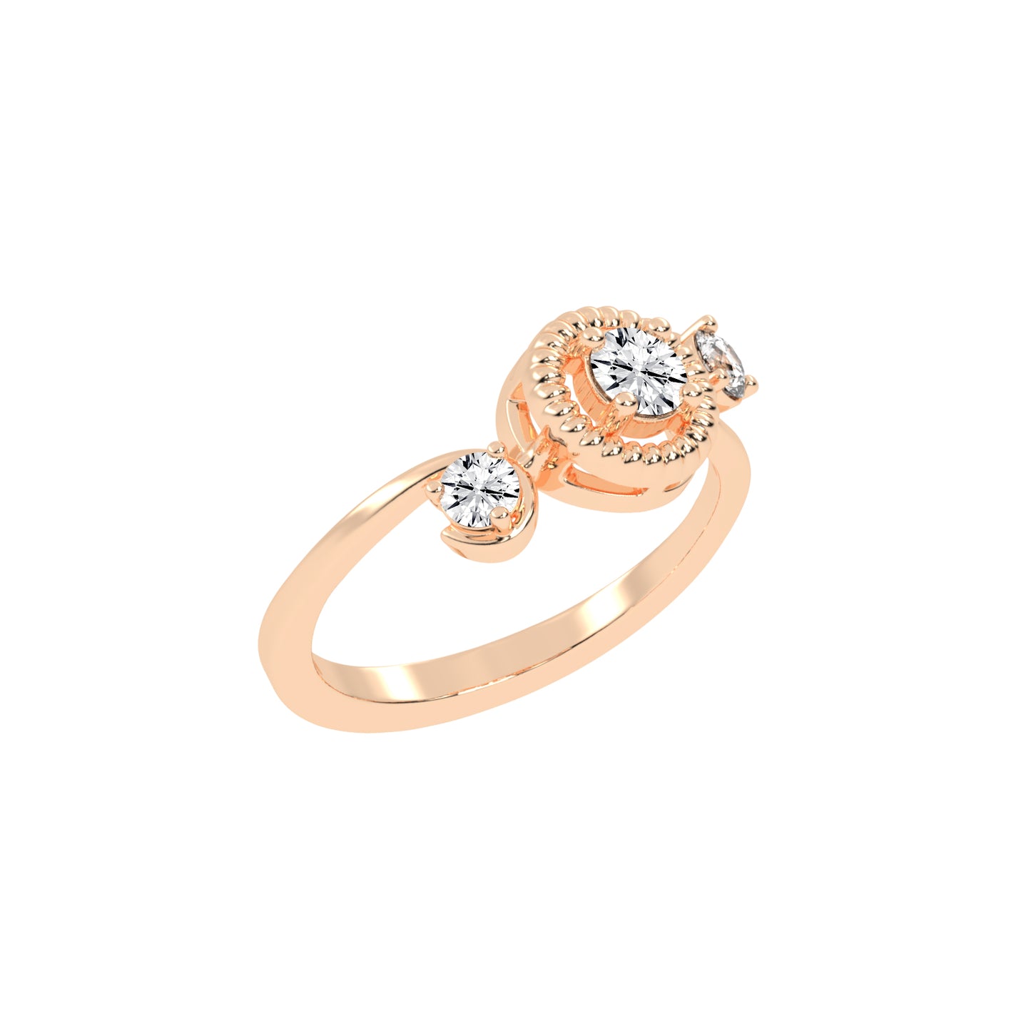 Trinerva Round Cut Three Stone Lab Diamond Ring