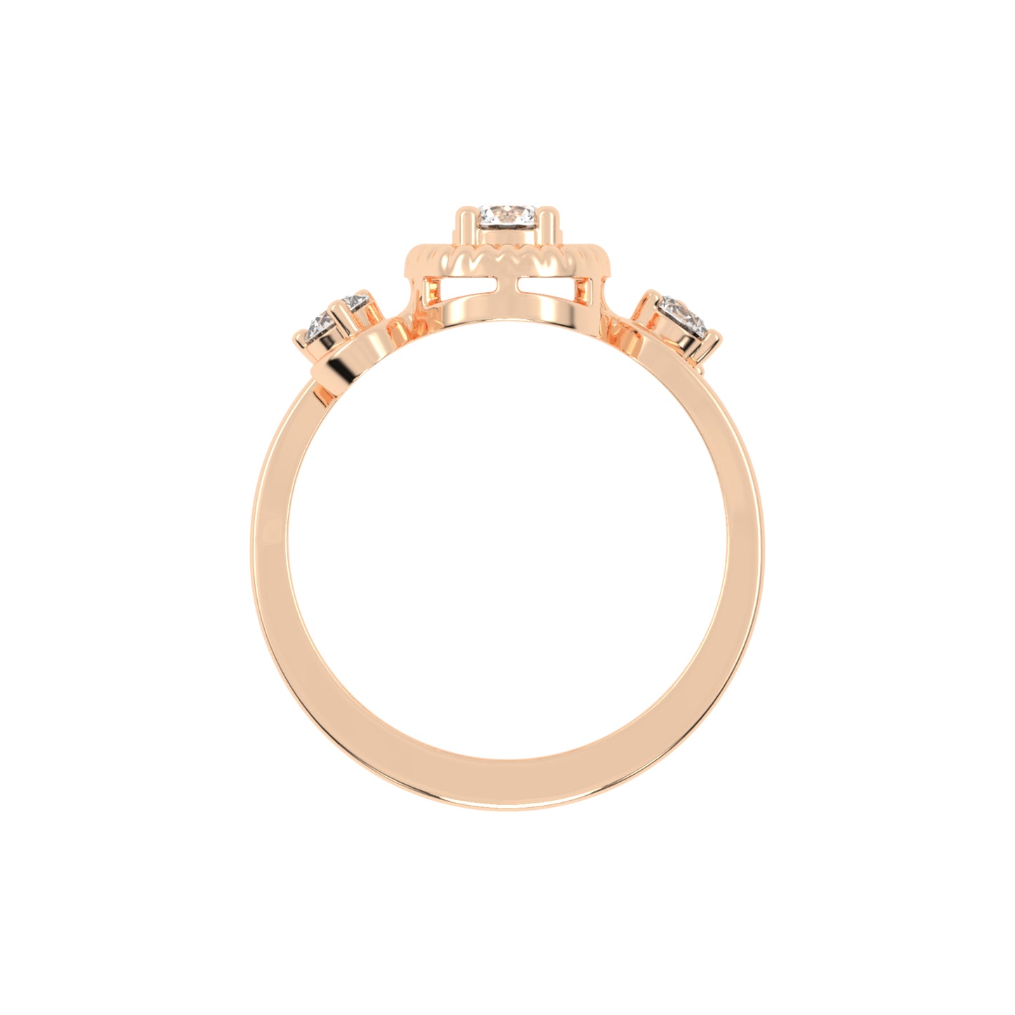 Trinerva Round Cut Three Stone Lab Diamond Ring