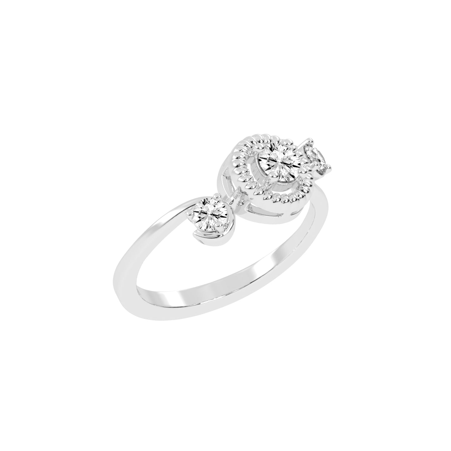 Trinerva Round Cut Three Stone Lab Diamond Ring