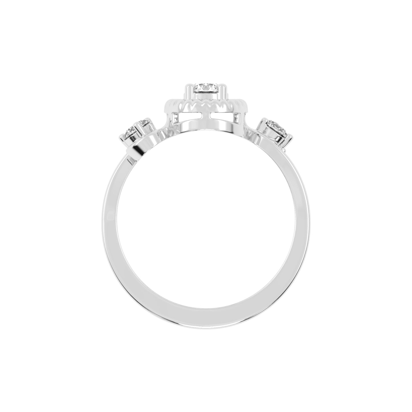 Trinerva Round Cut Three Stone Lab Diamond Ring