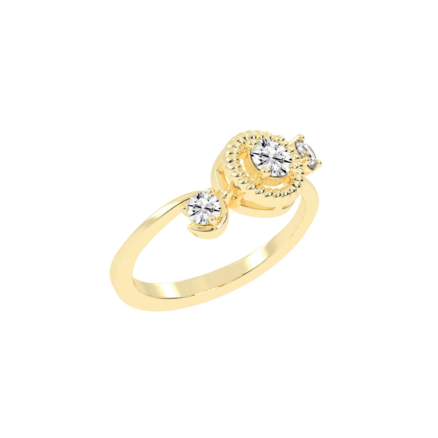 Trinerva Round Cut Three Stone Lab Diamond Ring