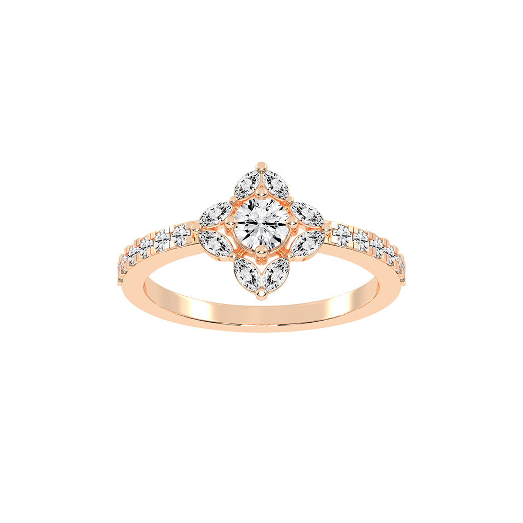 Trellos Shared Prong Round Cut Lab Diamond Ring