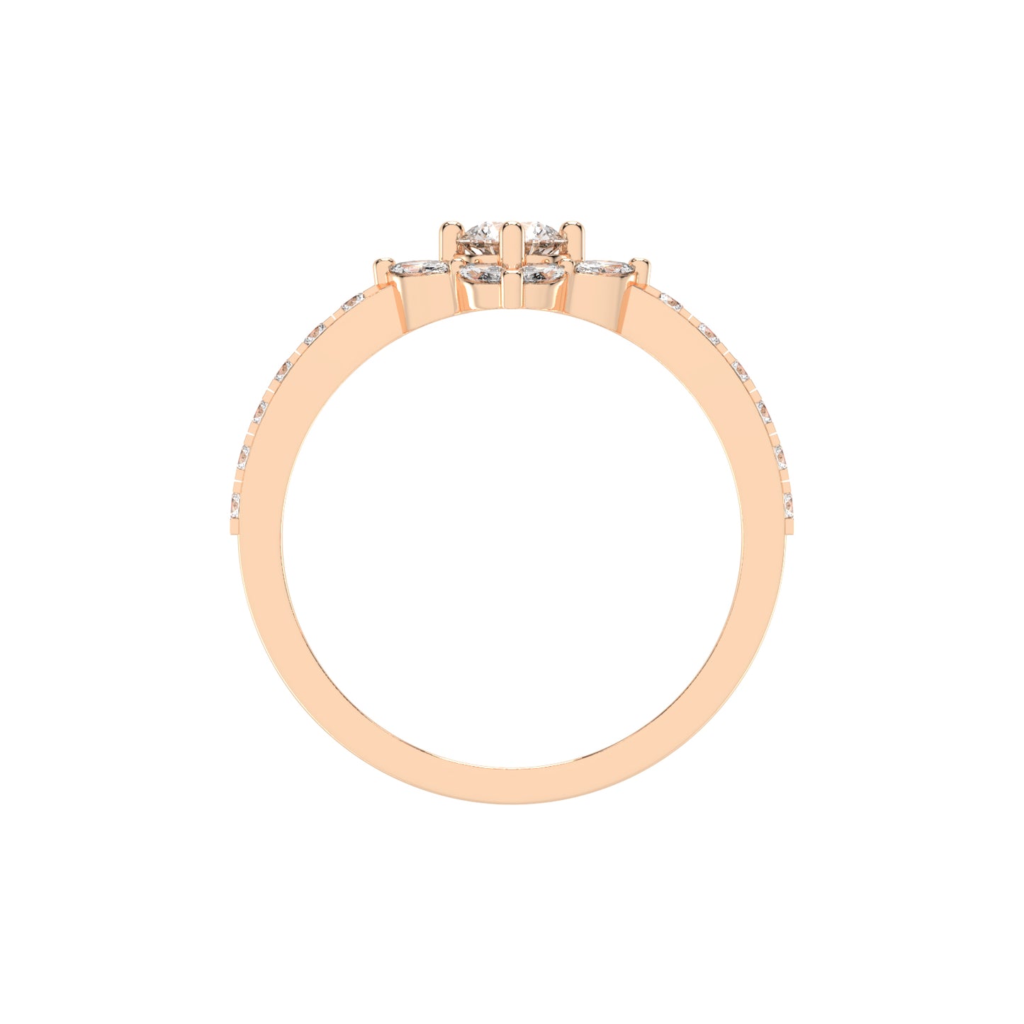 Trellos Shared Prong Round Cut Lab Diamond Ring