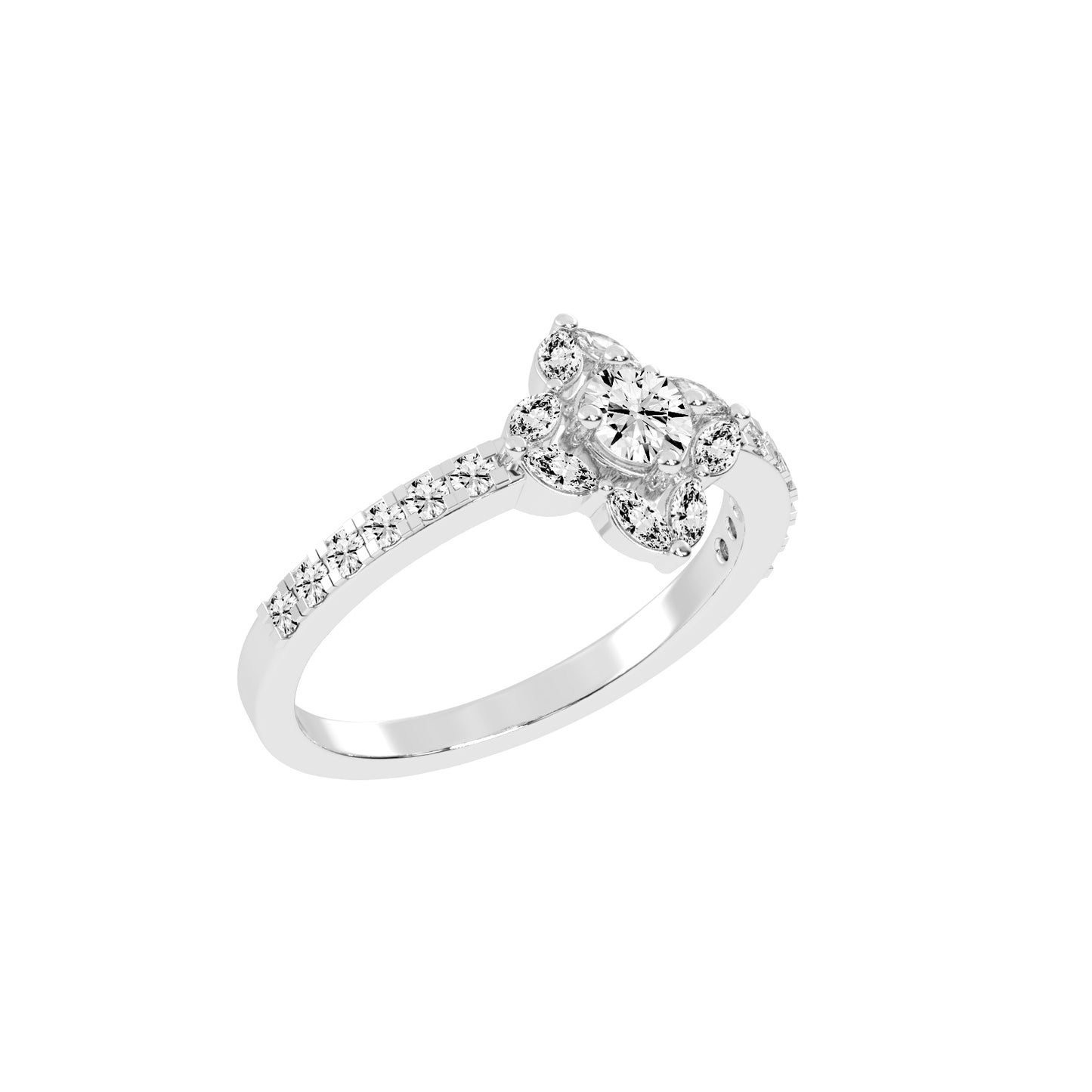 Trellos Shared Prong Round Cut Lab Diamond Ring